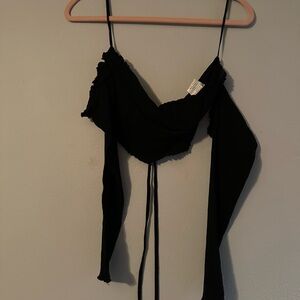 Trendy Black Wrap Top